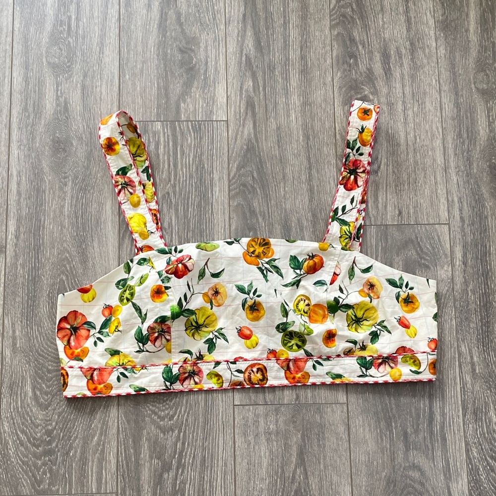 Rachel Antonoff - 100% Cotton Tomato Vine Crop Top - Size 26